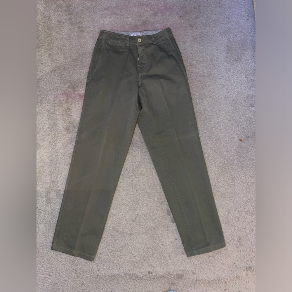 Armani Jeans Khaki Pants Mens Size 30/34 Olive Green Flat Front Casual Cotton‍‍‍ - Picture 11 of 11